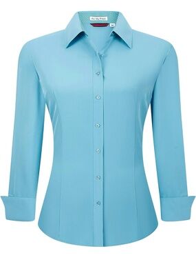 Turquoise Women's Button-Up Shirt - Classic Collared Top